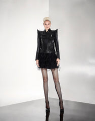 JAQUETA OMBRO CRUELLA COURO LEGITIMO